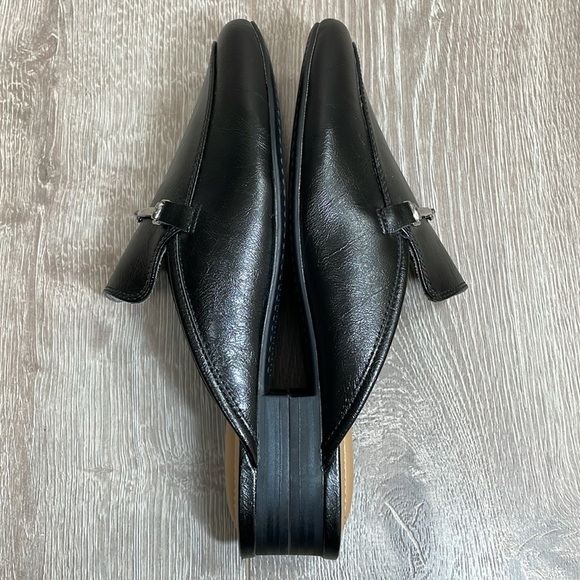 NWOT Rachel Zoe Alani Black Almond Toe Slip On Mule Loafer Silver Toe Accent 8 - Picture 11 of 16